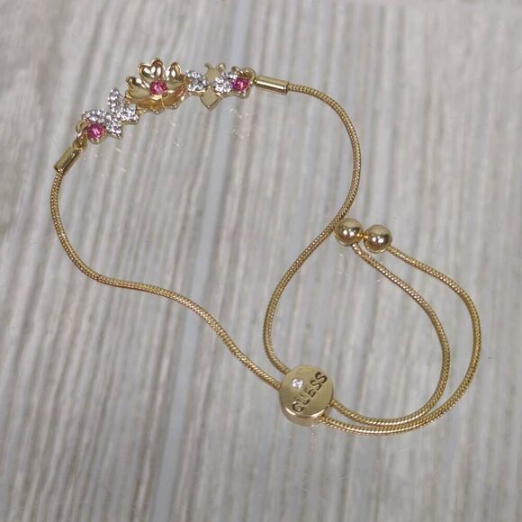 Guess Gold Tone Crystal Butterfly Slider Bracelet Flower Bumble Bee - Picture 1 of 9